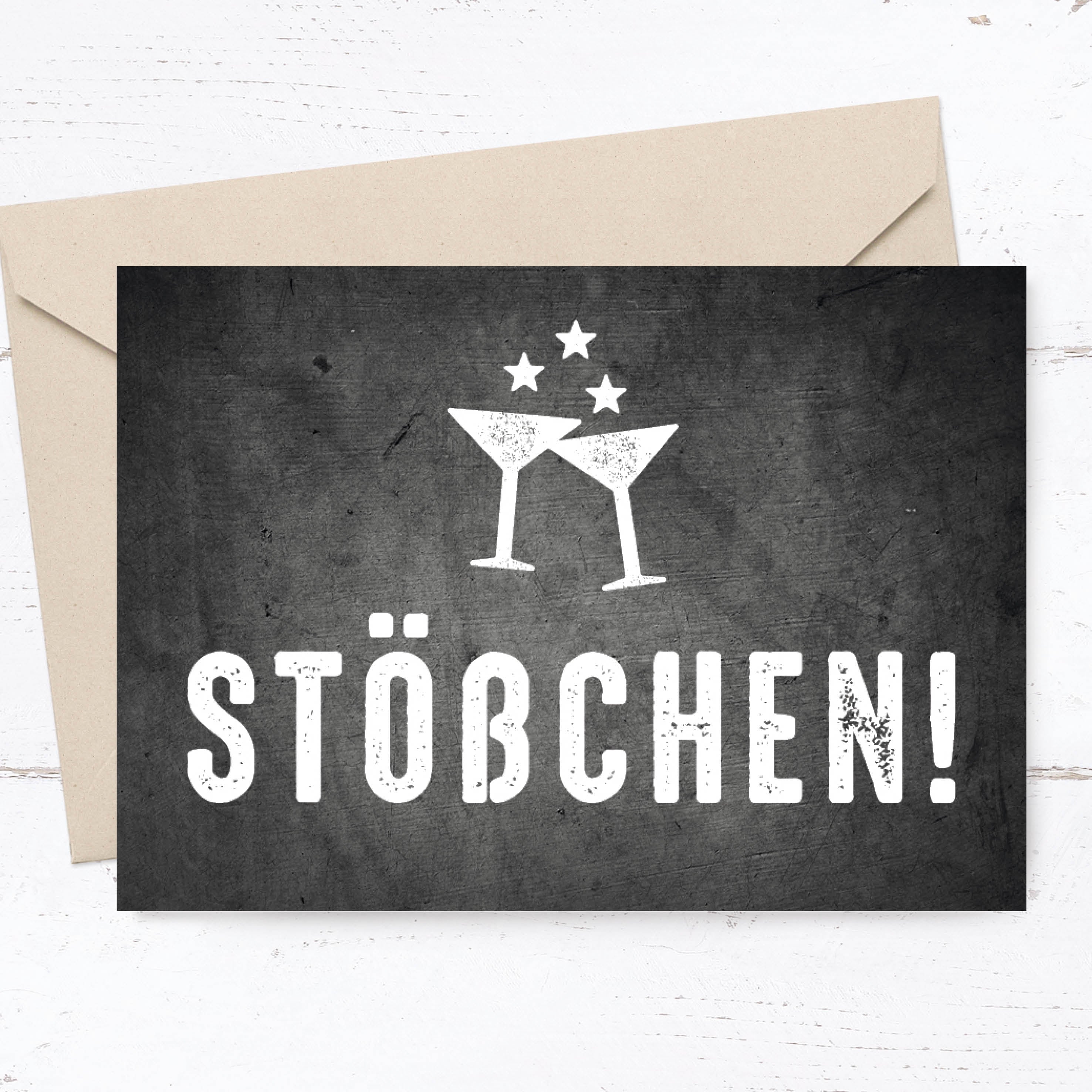 Glückwunsch - Postkarte: Stößchen! - Individuelle Einladung